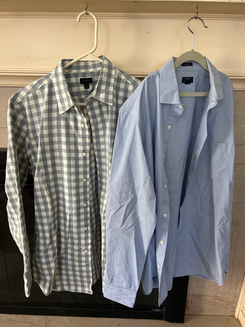 J. Crew Light Blue Solid Shirt & Gray-Blue Checked Shirt Duo